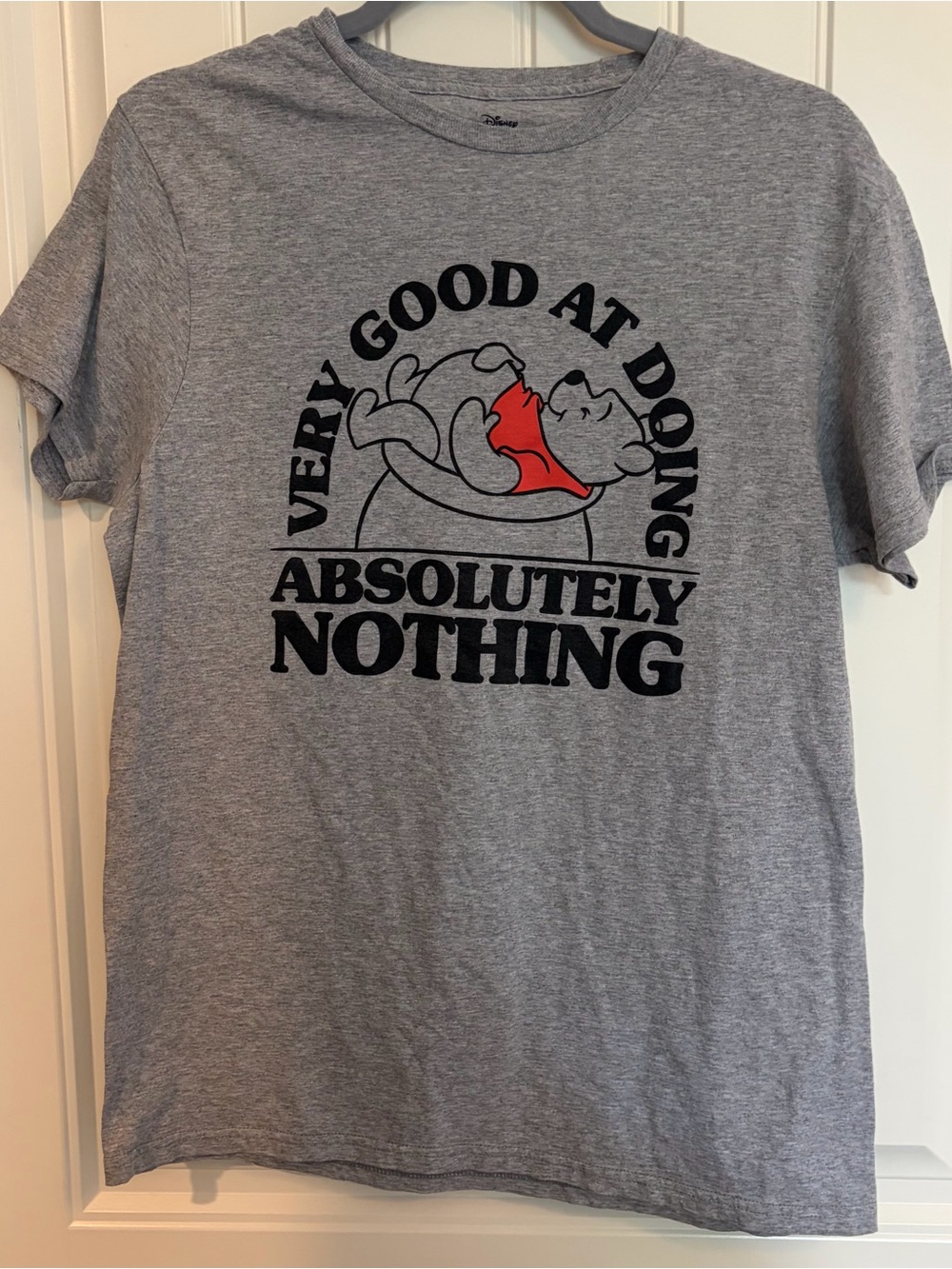 Disney Grey Tee with Black Graphic and Red Accent - Winnie the Pooh